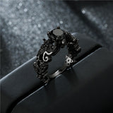 Skull Black Crystal Ring Halloween