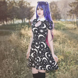 Pleated Dress Star Moon Printed