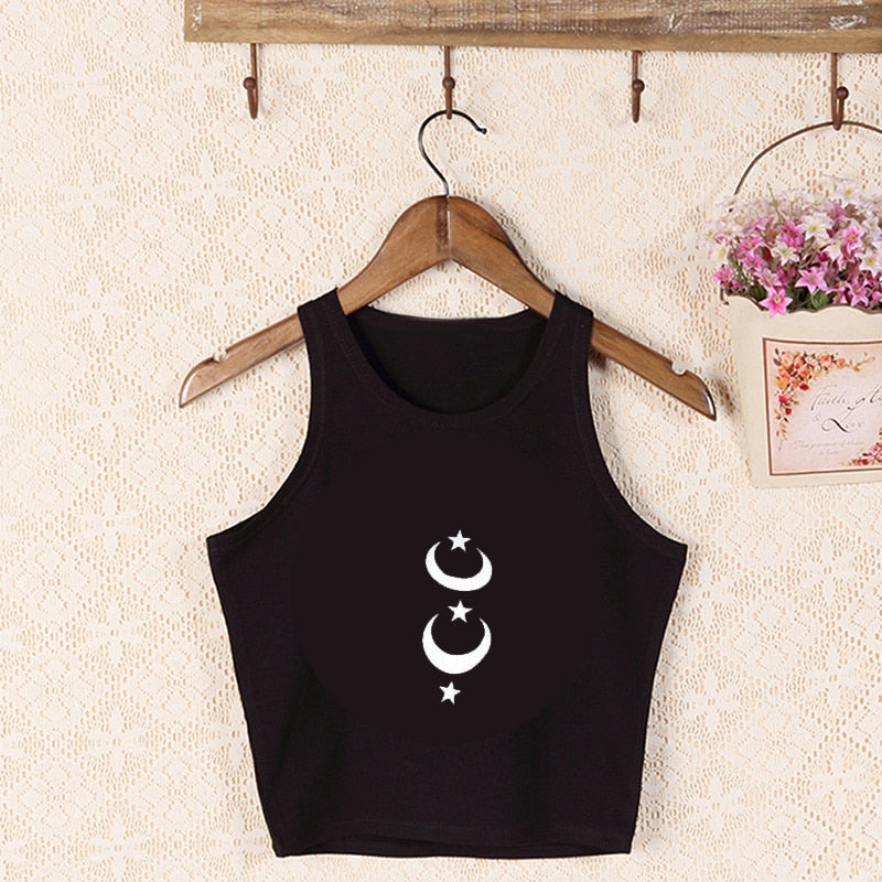 Crop Top Women Moon Star