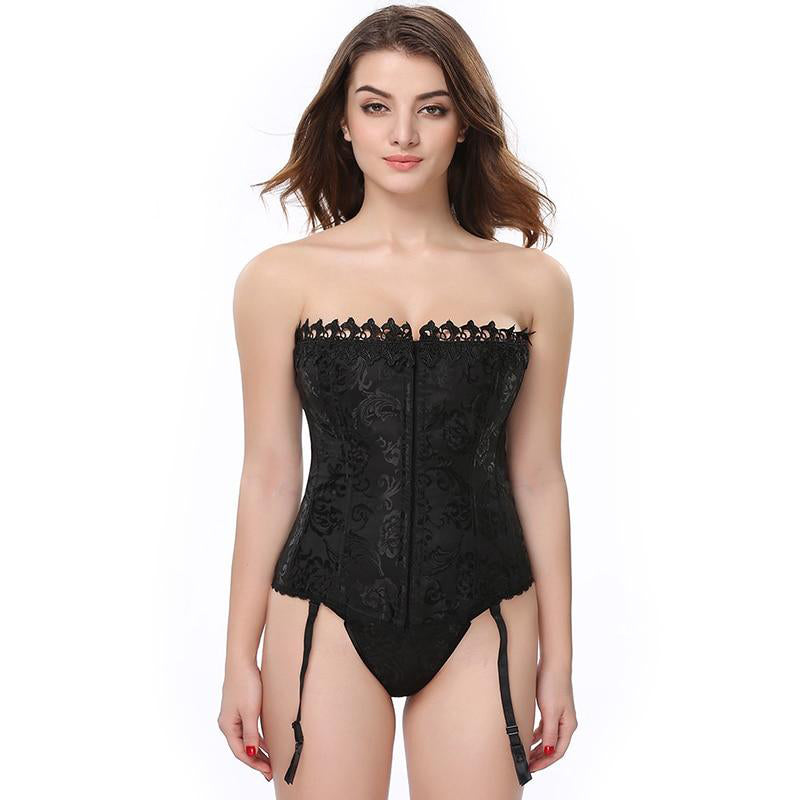 Jacquard Overbust Corselet Hollow Out