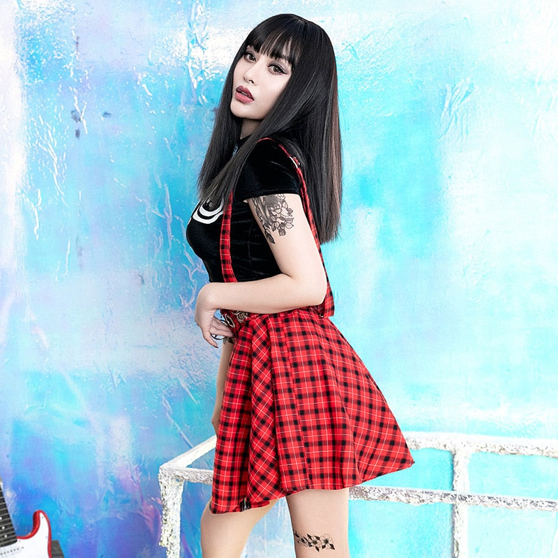 Plaid Zipper Pleated Skirts