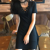 Vintage Dress Short Sleeve V-Neck