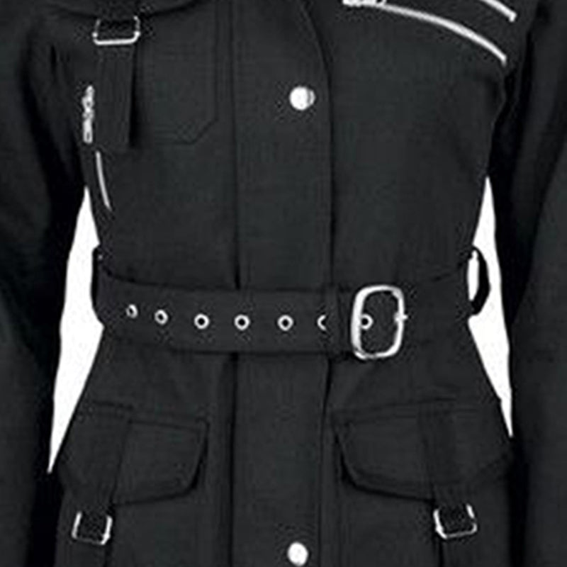 Zippers Belt Hooded Trench Coats