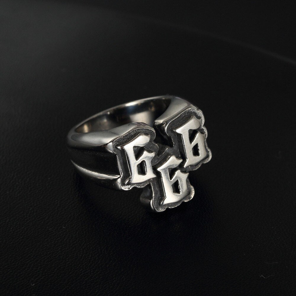 Stainless steel 666 ring