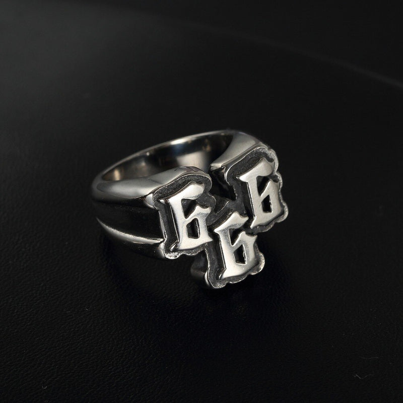 Stainless steel 666 ring
