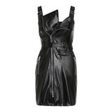 Leather Gothic Black Short Bodycon Dress