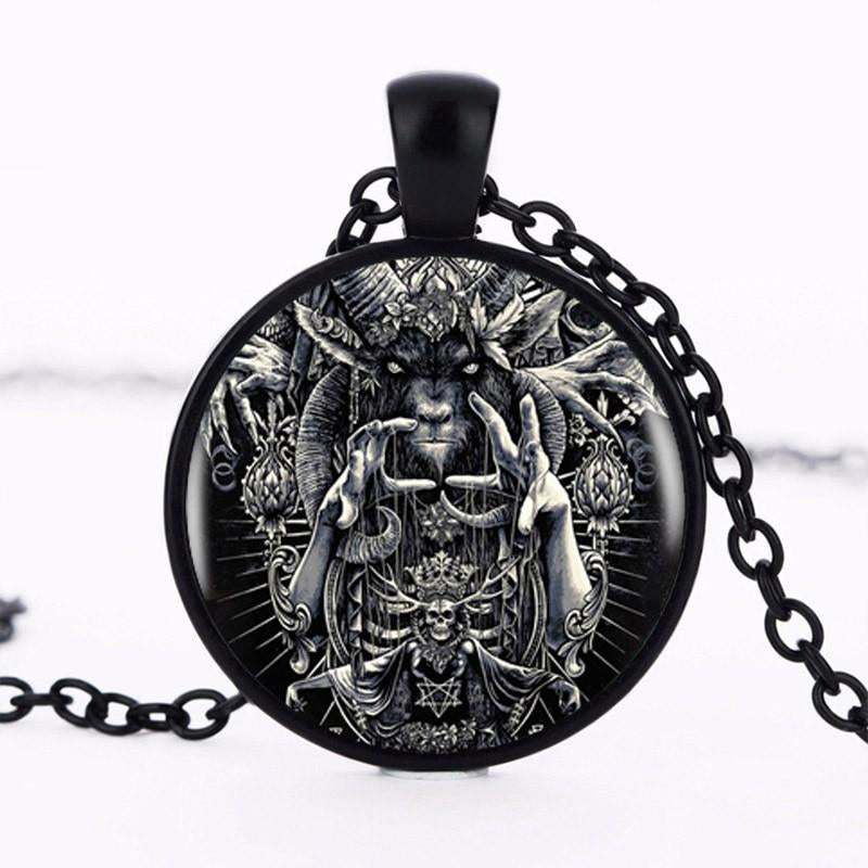 Necklace Baphomet Pendant Glass Dome