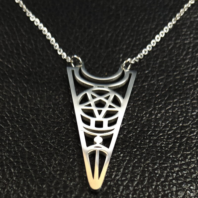 Moon Pentagram Stainless Steel Necklace