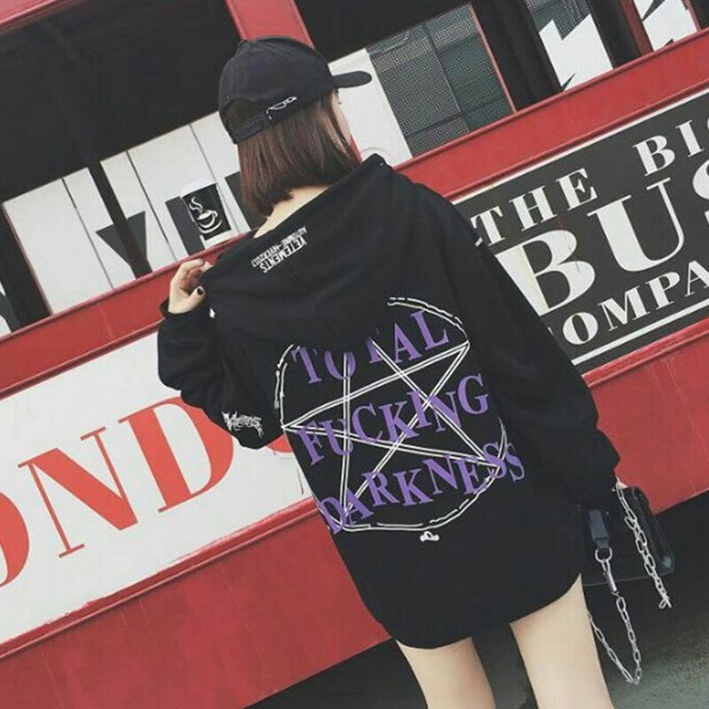 Gothic Letter Print Hoodie