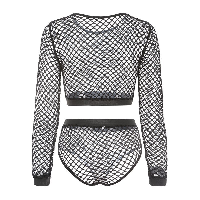 Mesh See Through Sets Two Piece