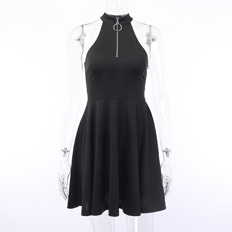High Waist Pleated Dress Gothic Darkness