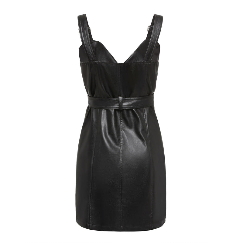 Leather Gothic Black Short Bodycon Dress