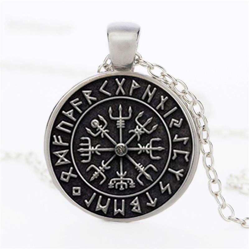 Glass Pendant Vegvisir Viking Compass