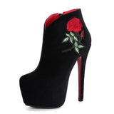 Boots Spring Embroider Ankle Boots Velvet
