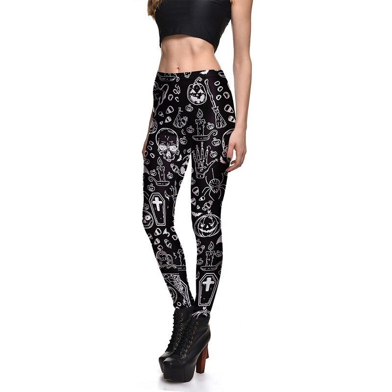 Skull Legging Slim High Waist