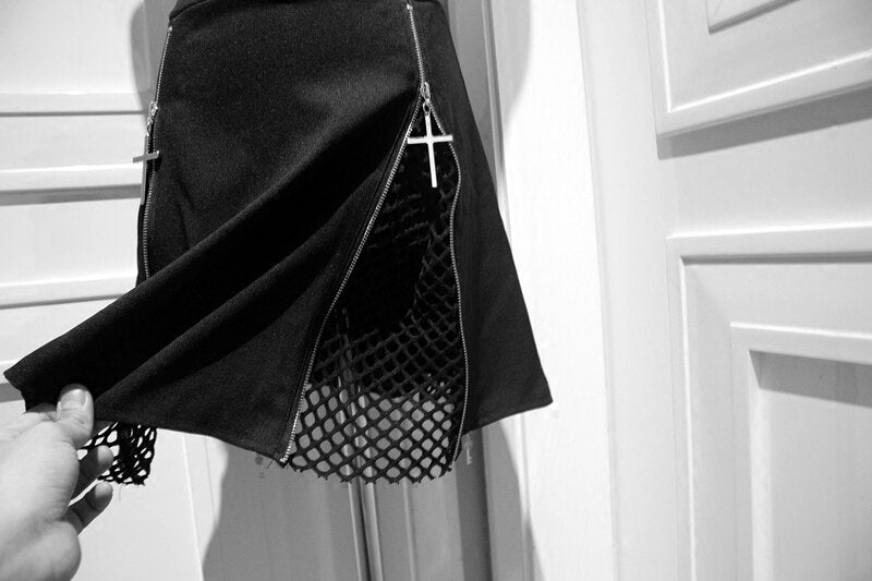 Mini Skirts Cross Zipper Gothic