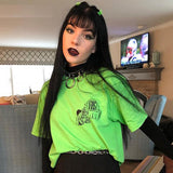 Neon Cartoon Print T-shirts