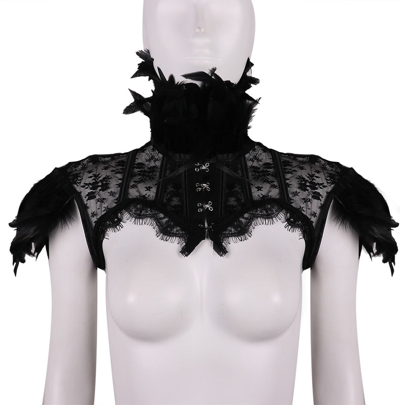 Retro Gothic Feather Cape Lace