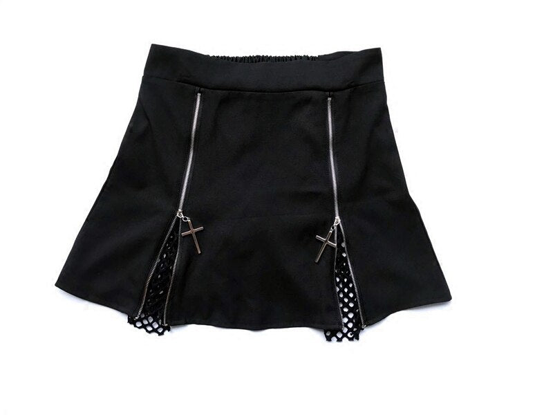 Mini Skirts Cross Zipper Gothic