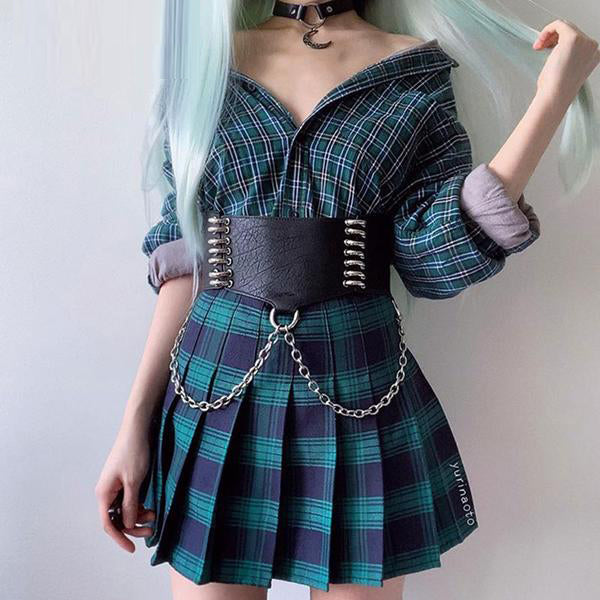 PU Leather Belt Metal Chain