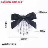 Ribbon Bowknot Skull Hand Hairpins