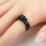 Skull Black Crystal Ring Halloween