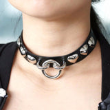 Leather Heart Choker Necklace