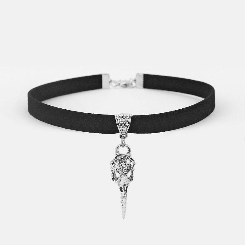 Skull Bird Choker Necklace