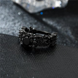 Skull Black Crystal Ring Halloween