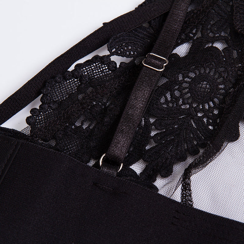 Gothic Sexy Lace Bra Flowers Push Up