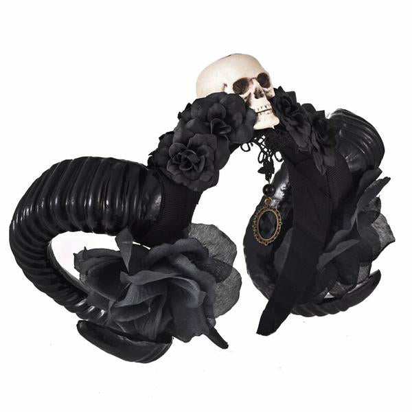 Gothic Sheep Horn Flowers Headdress Hairband