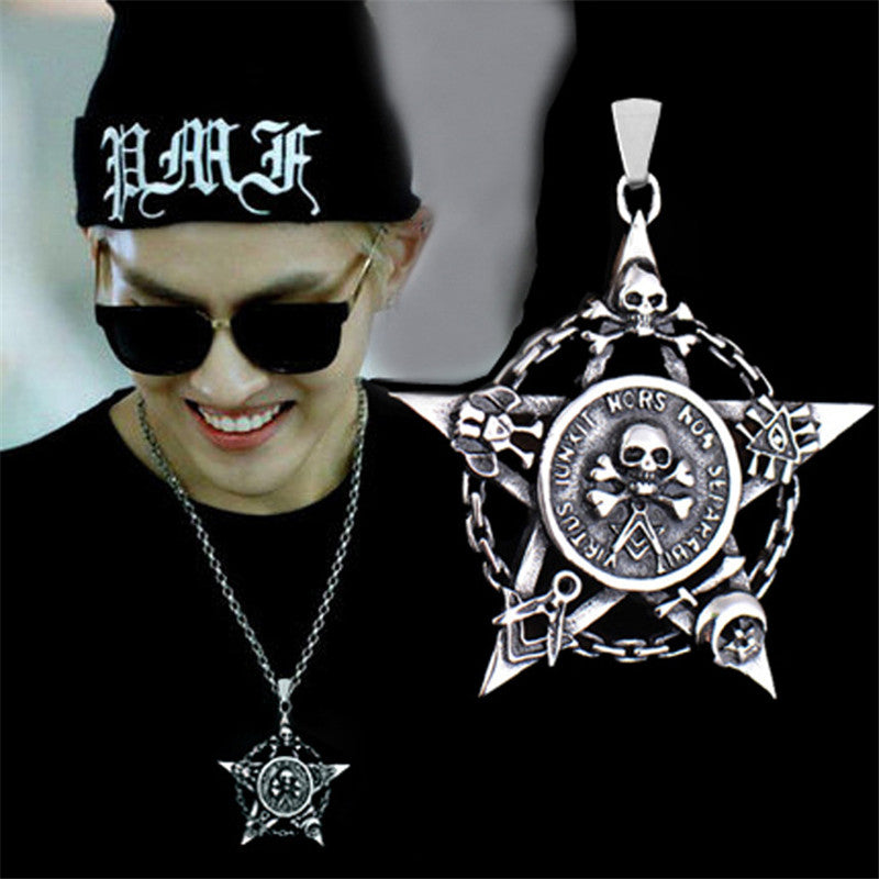 Pentagram Skull Necklace Vintage