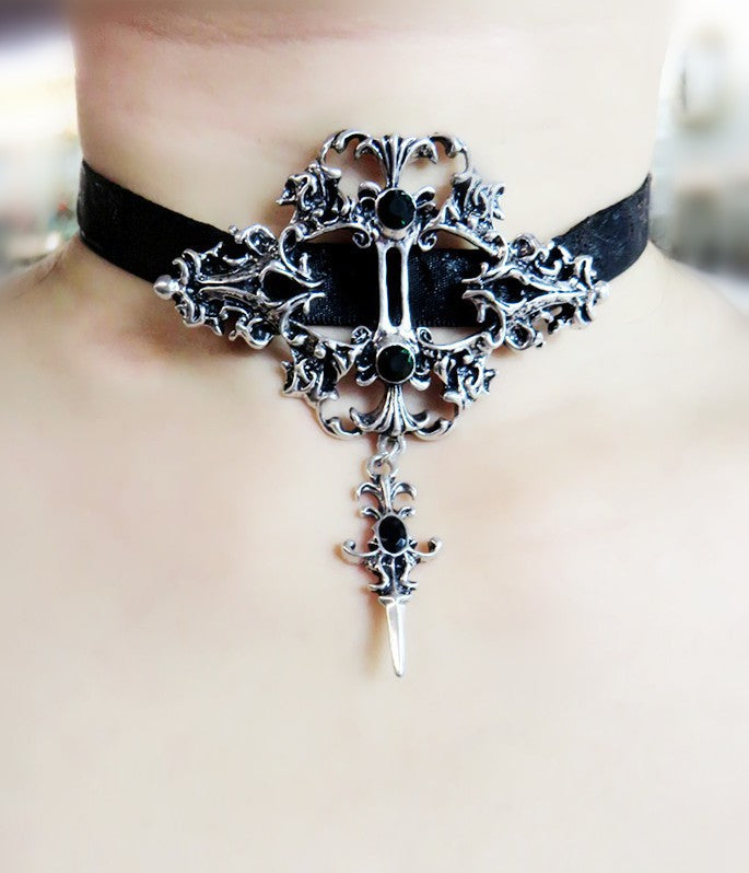 Unique Gothic Sexy Choker Lace Pendant