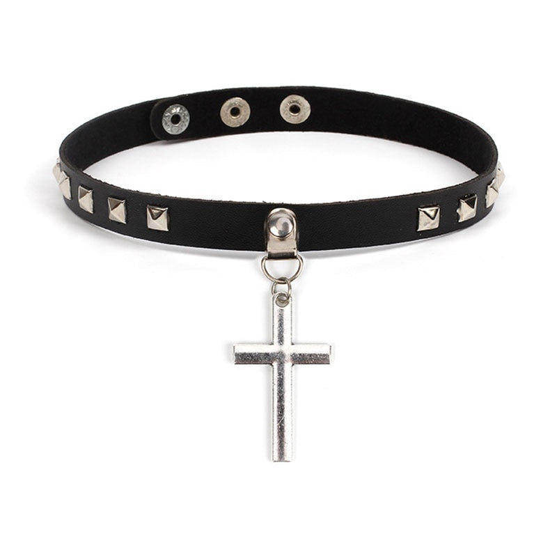 Spike Choker Gothic PU Leather