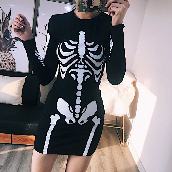 Printing Long Sleeve Dress