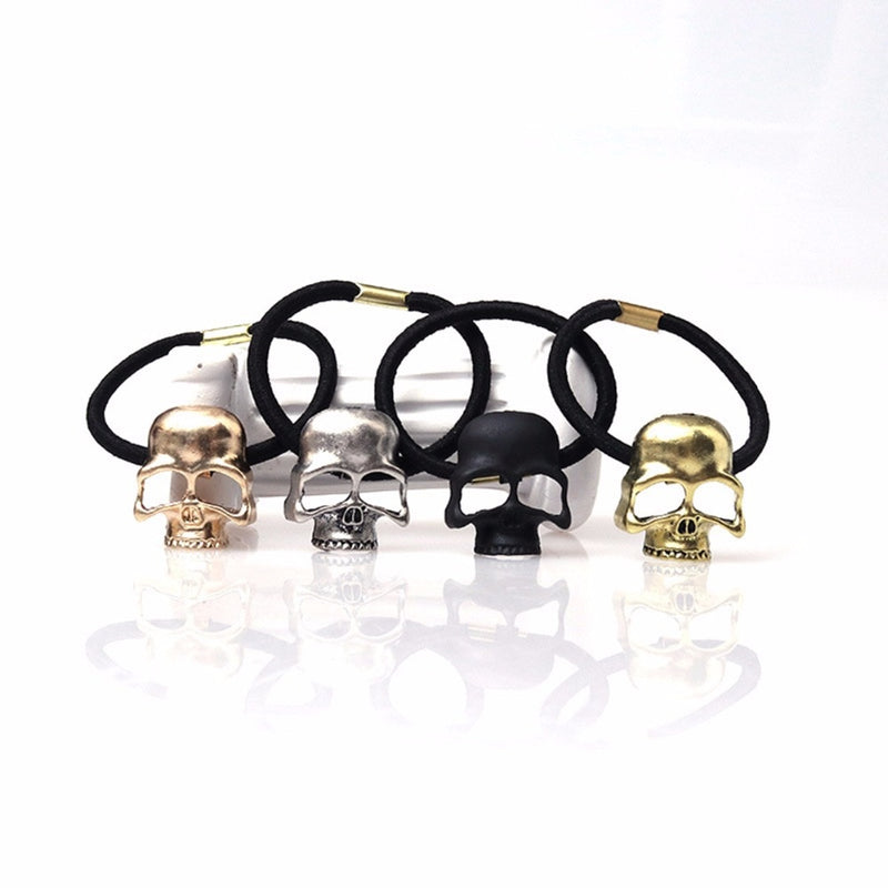 Punk Hair Tie Gothic Raven Skull Elastic
