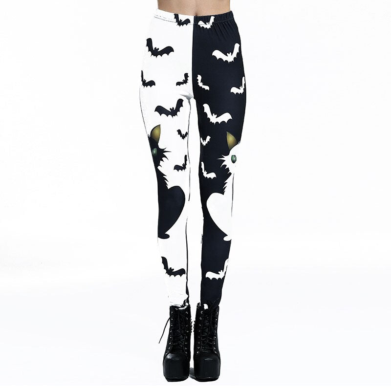 Leggings Women Halloween Cat And Bats