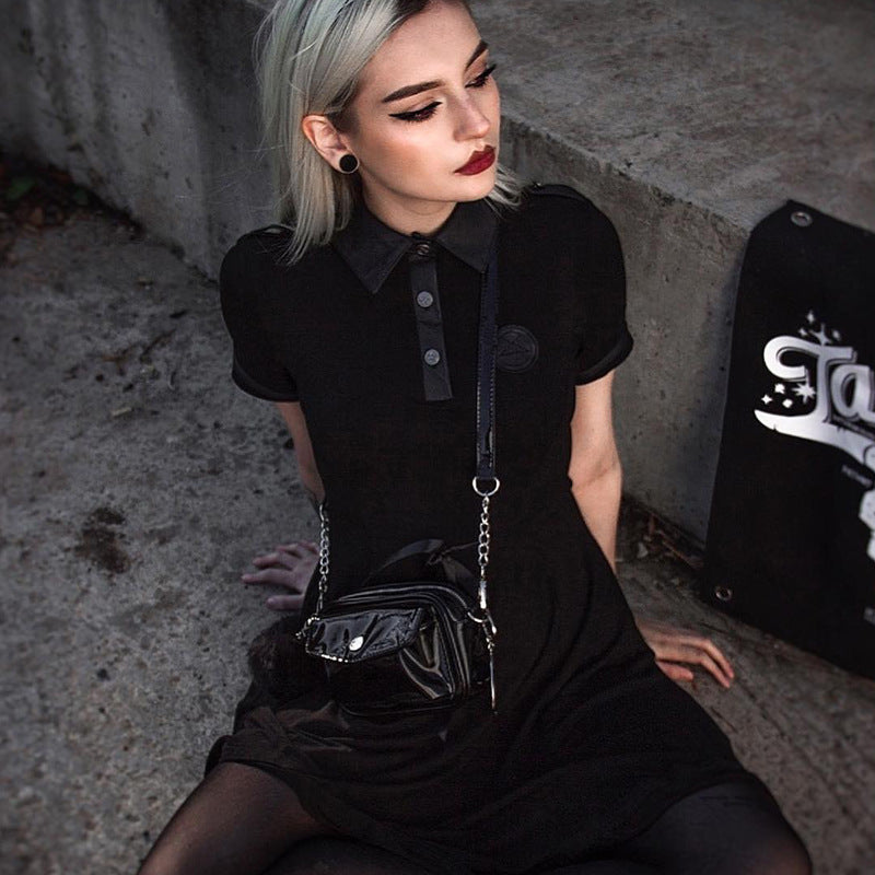 Gothic Bow Drawstring Buttton Dresses