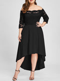 Plus Size Off Shoulder Lace Asymmetric Dress
