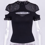 T-shirts Hollow Out Mesh