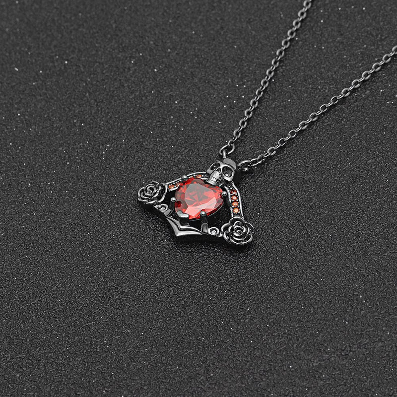 Skull Flower Pendant Love Heart