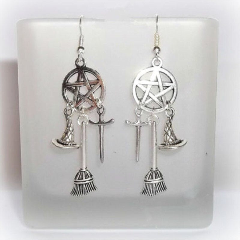 Pentacle Drop Earring