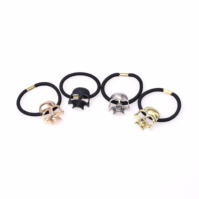 Punk Hair Tie Gothic Raven Skull Elastic