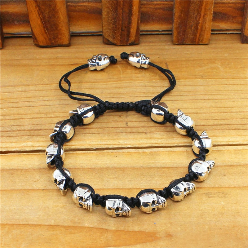 Smile Skull Bead Bracelets Rope Woven