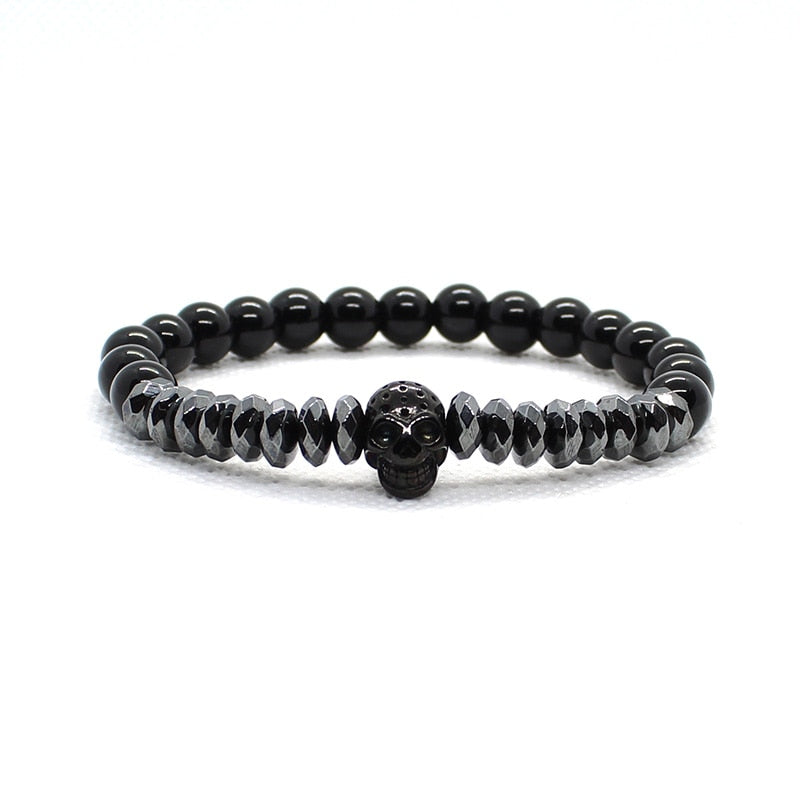Stone Beads Skull Bracelet