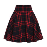 Vintage Plaid Skirt Women High Waist