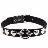 Leather Heart Choker Necklace