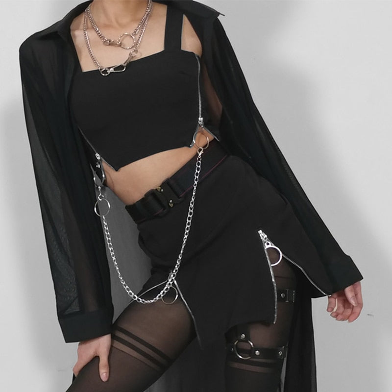 Mini Skirt Sexy Crop Top Two Pieces Sets