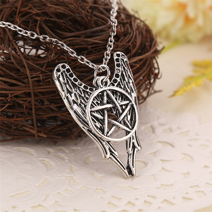 Pentacle Castiel Angel Wings Vintage Jewelry