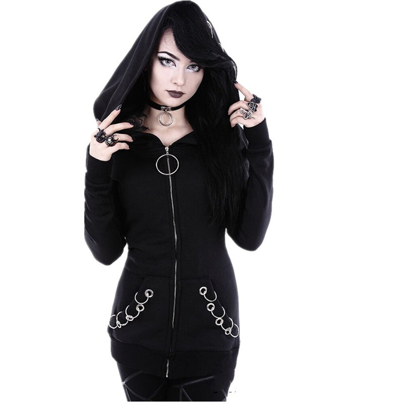 Hoodie Sweatshirts Women Black Crop Top